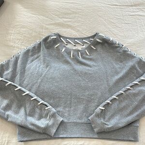 Jonathan Simkhai Gray Lace-Up Sweatshirt